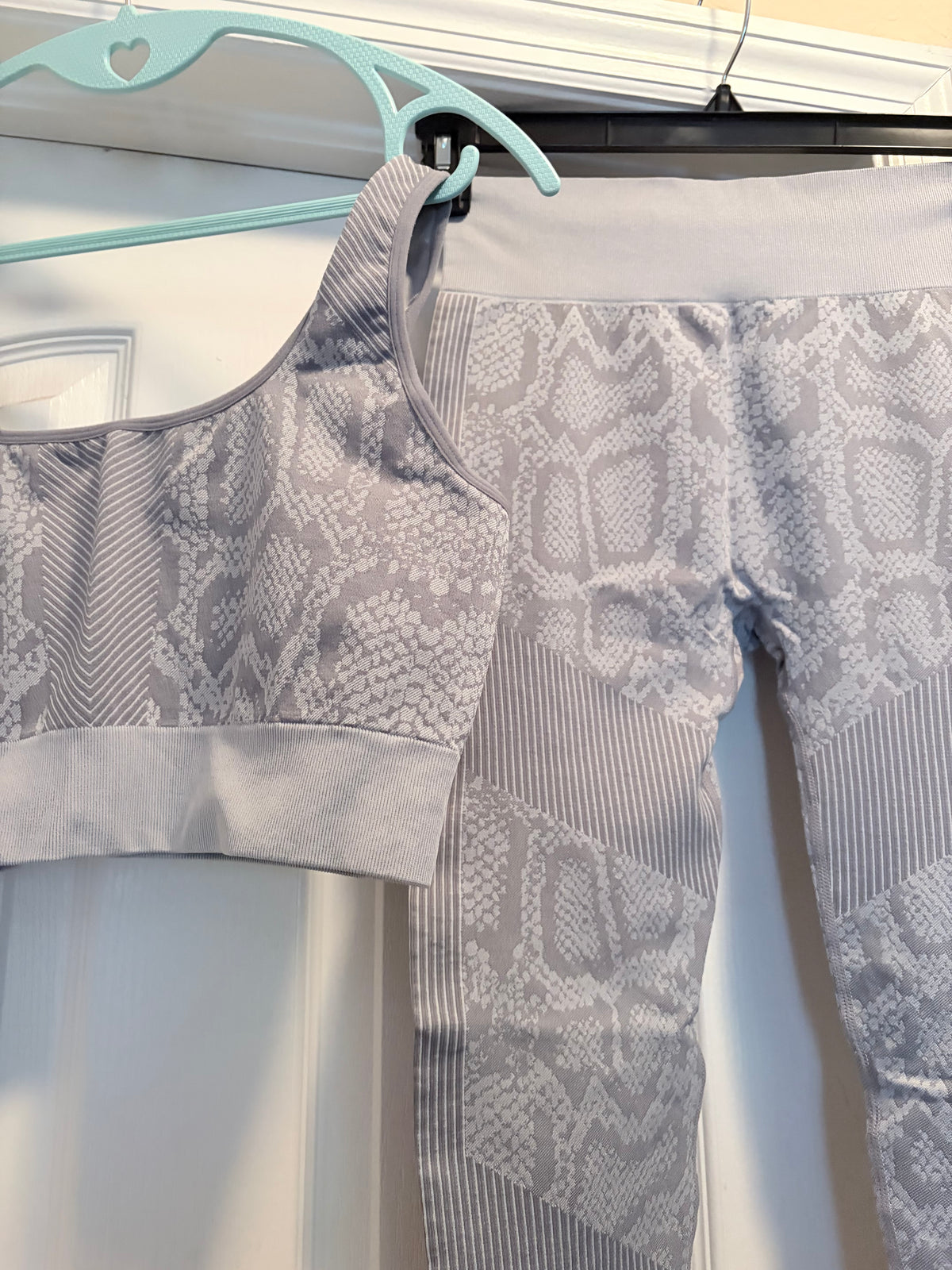 Amira Fit Gray Snakeskin Sports Bra & Leggings Activewear Set