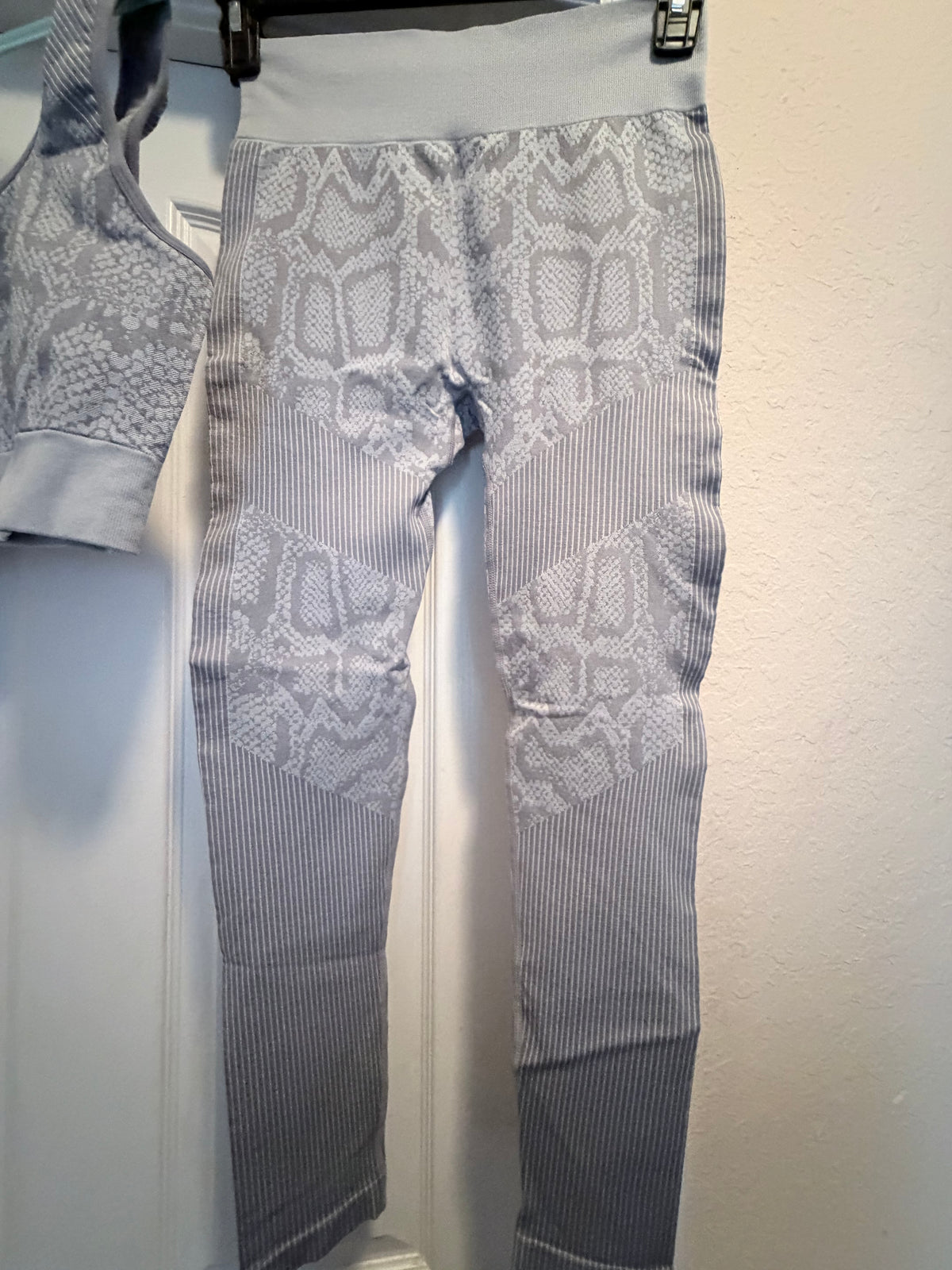 Amira Fit Gray Snakeskin Sports Bra & Leggings Activewear Set