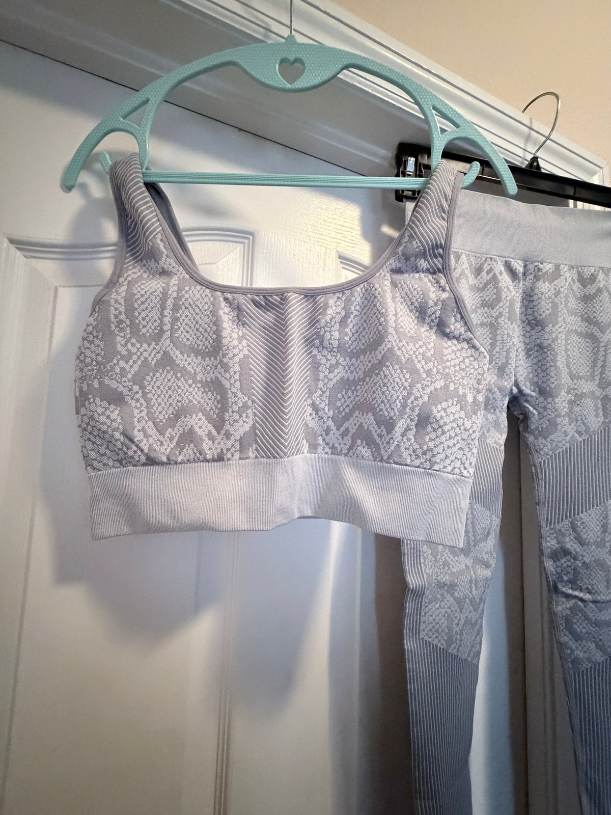 Amira Fit Gray Snakeskin Sports Bra & Leggings Activewear Set