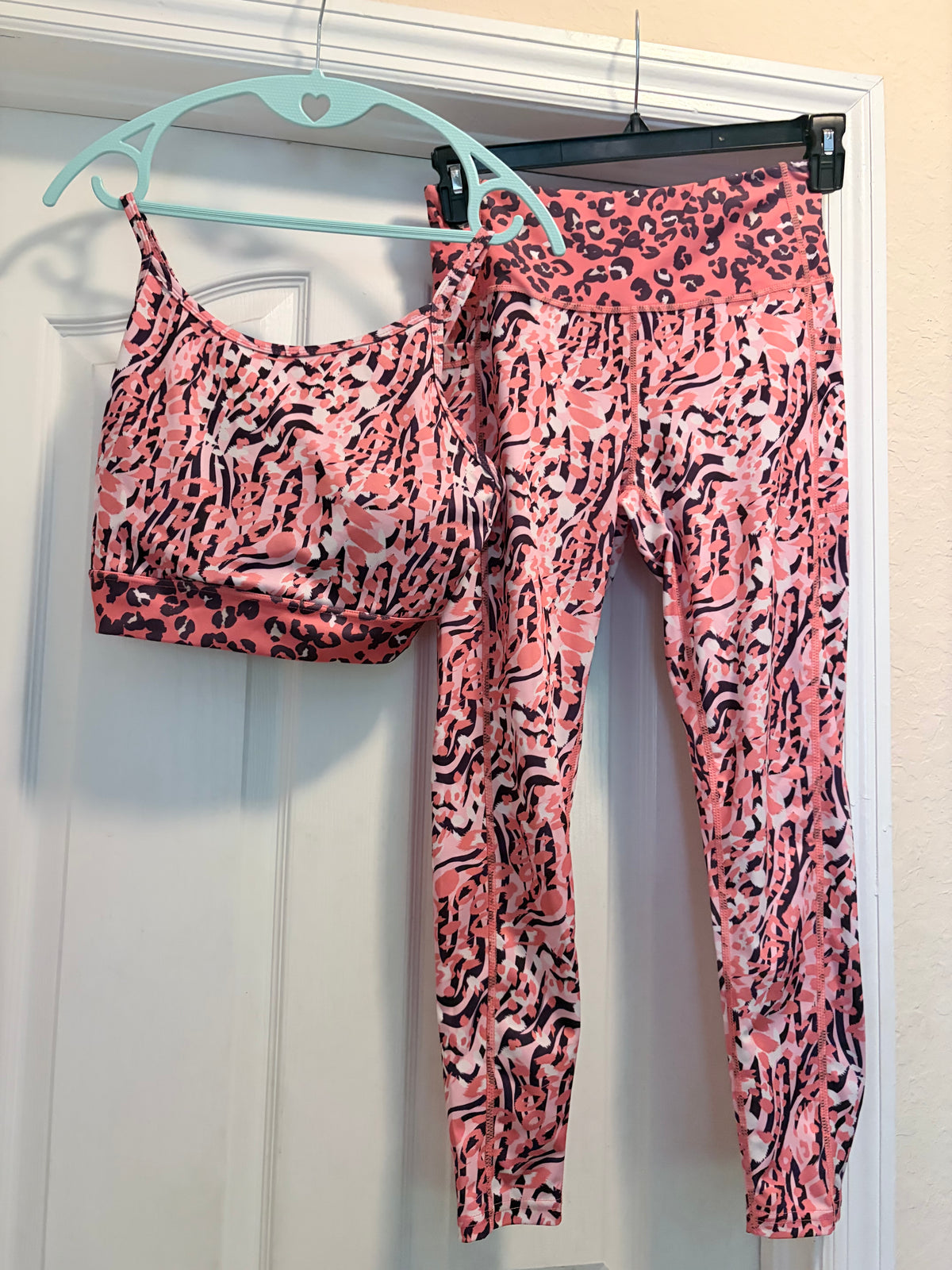 Dyce Active Large Pink Animal Print Sports Bra & Leggings Set
