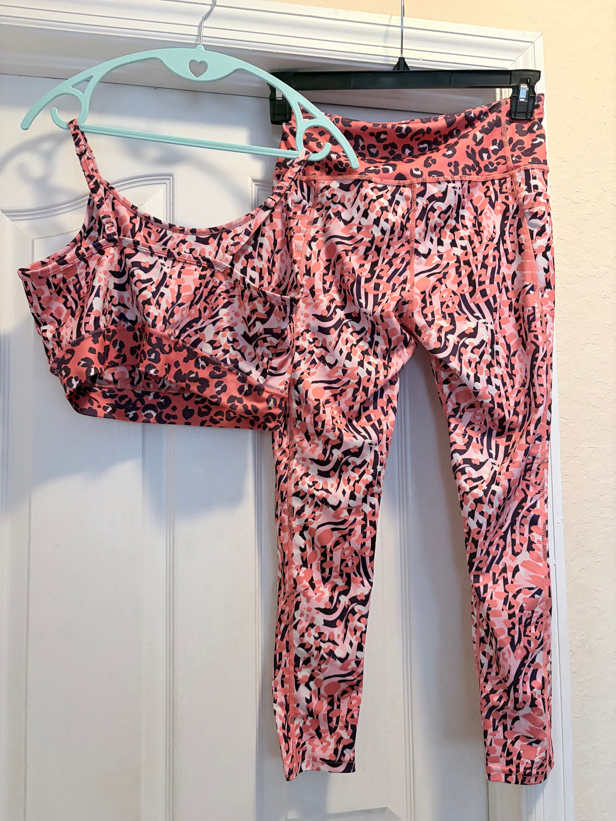 Dyce Active Large Pink Animal Print Sports Bra & Leggings Set