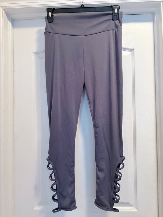 Shein Large Gray Criss Cross Cutout Workout Leggings