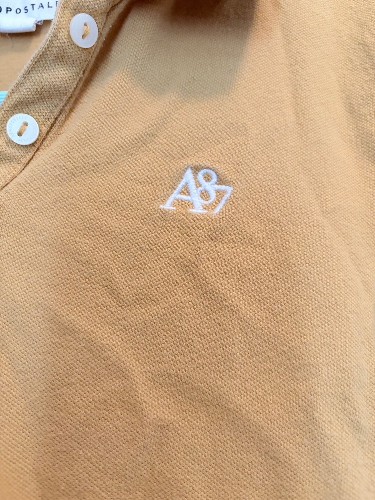 Aeropostale Girls Medium Mustard Yellow A87 Polo Shirt