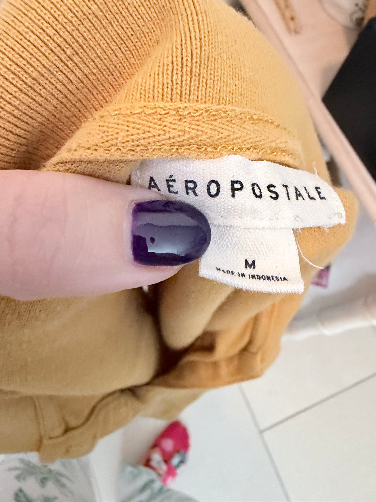 Aeropostale Girls Medium Mustard Yellow A87 Polo Shirt