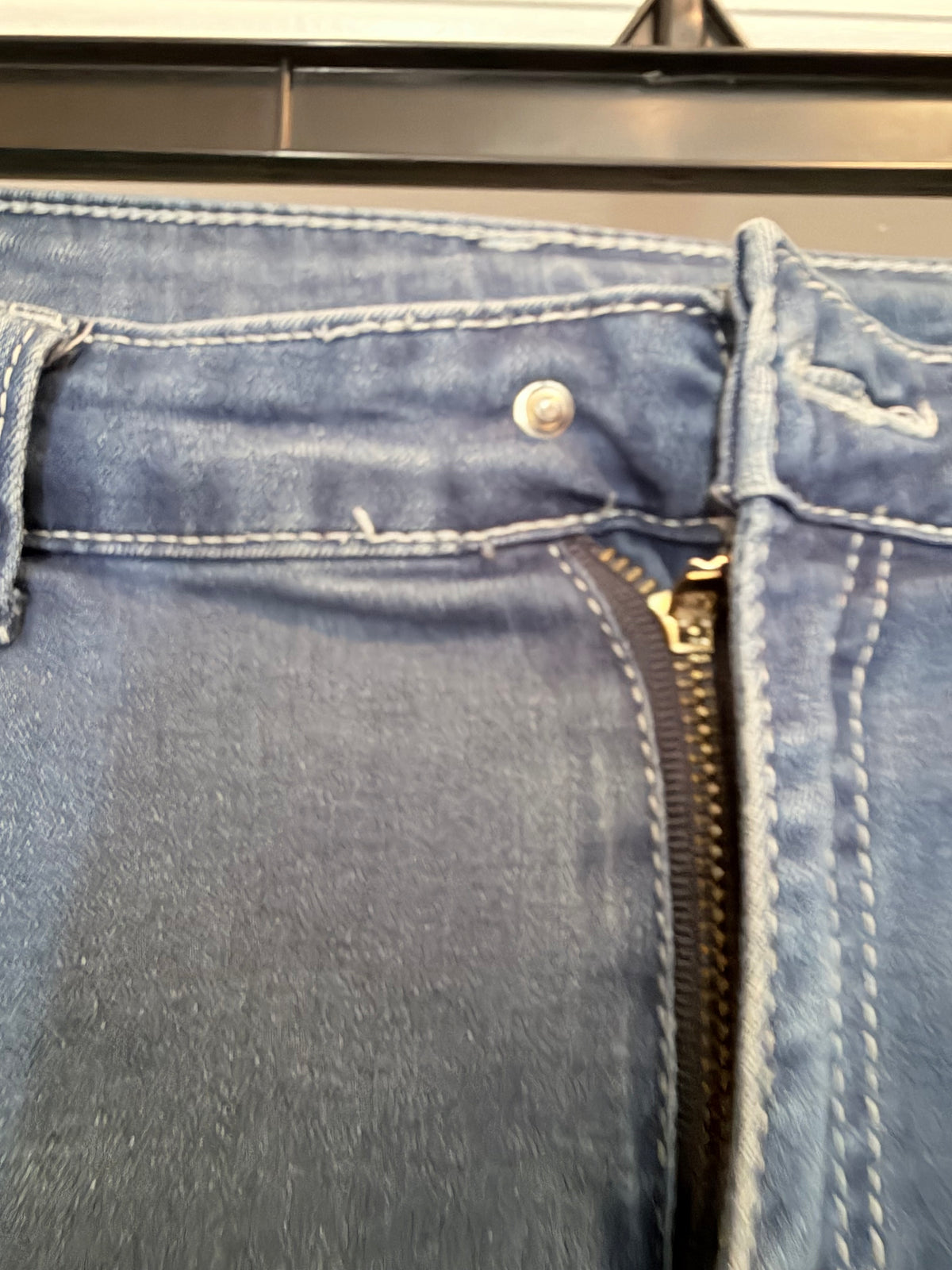 Shein Large Distressed Skinny Jeans Medium Wash
