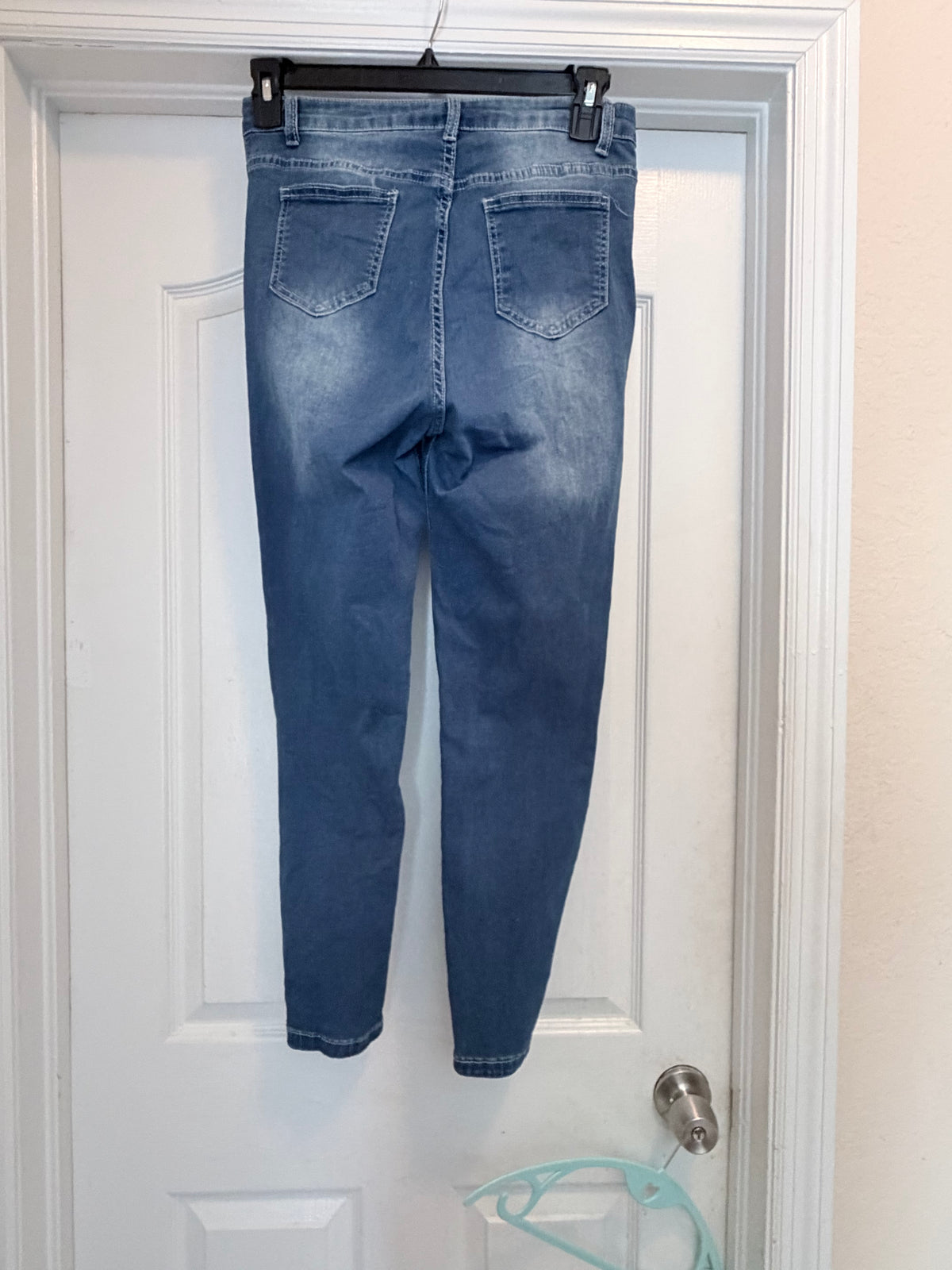 Shein Large Distressed Skinny Jeans Medium Wash