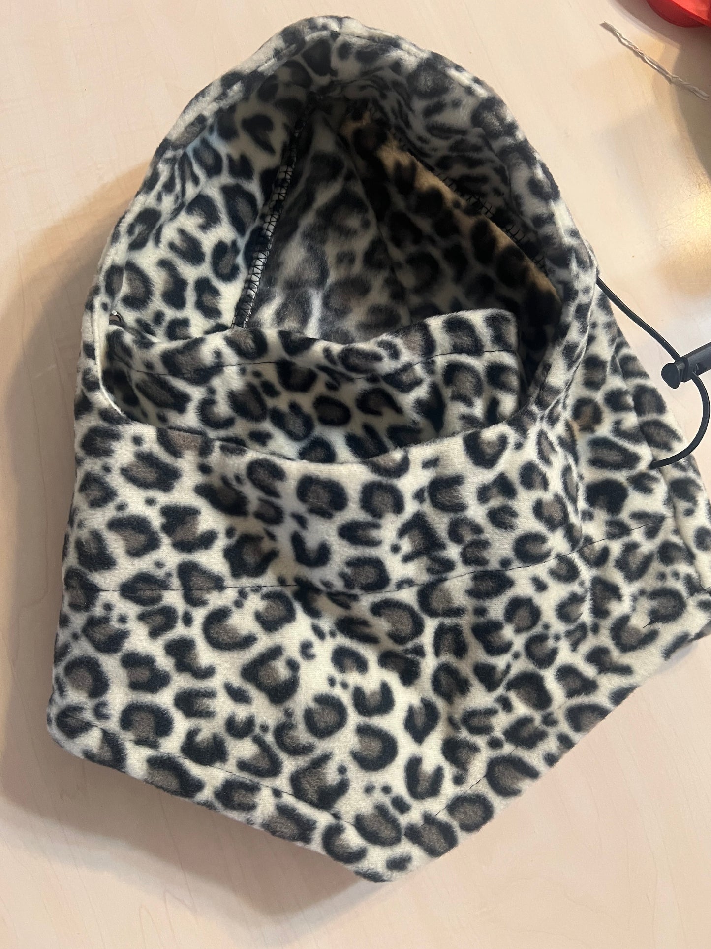 Leopard Print Fleece Hooded Neck Warmer