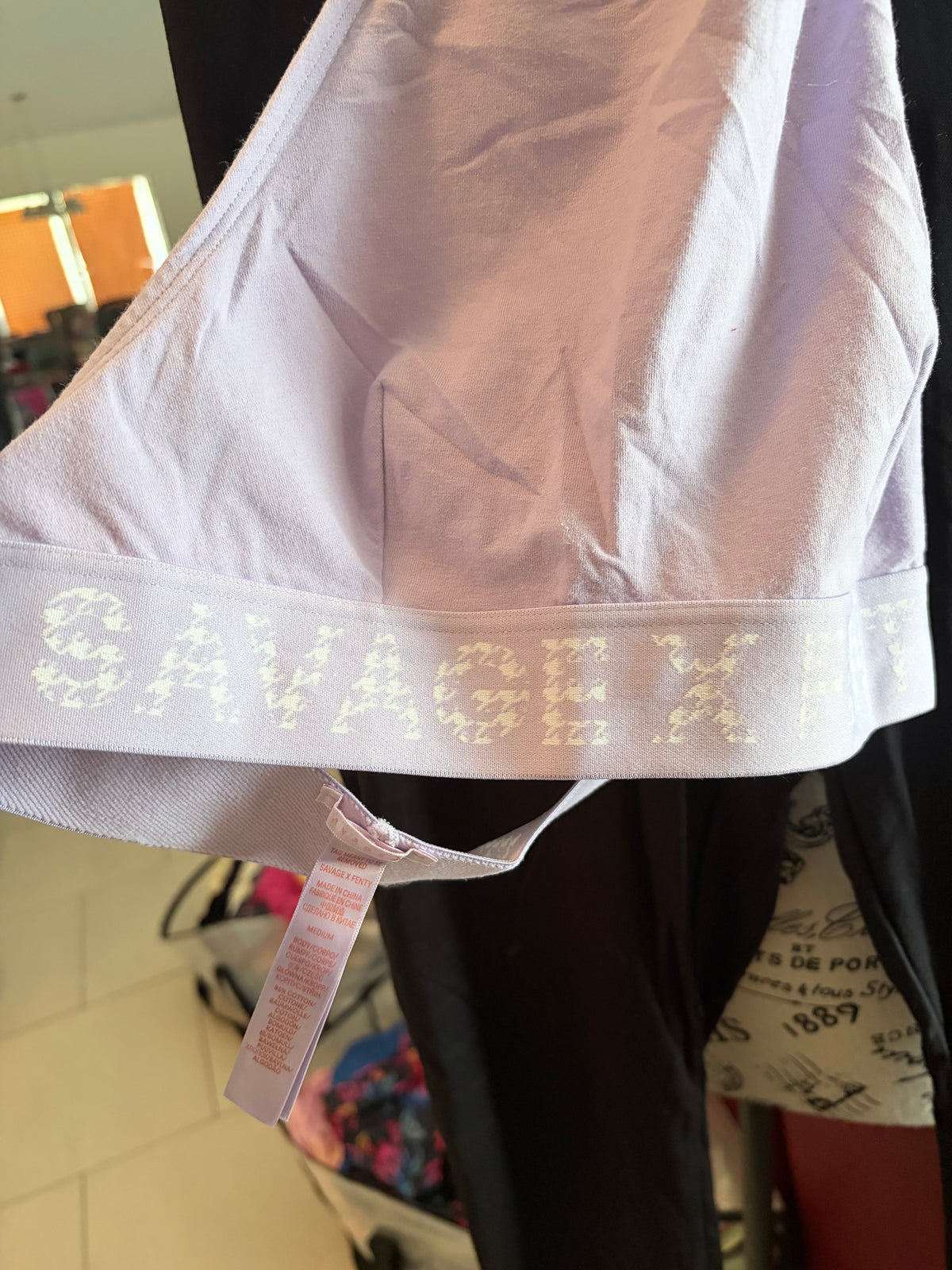 Savage X Fenty Sports Bra & Leggings Set Black Lavender Size M/L