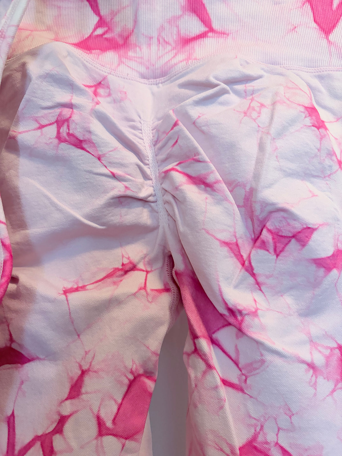 Pink Tie-Dye Seamless Workout Set Sports Bra & Leggings Size L