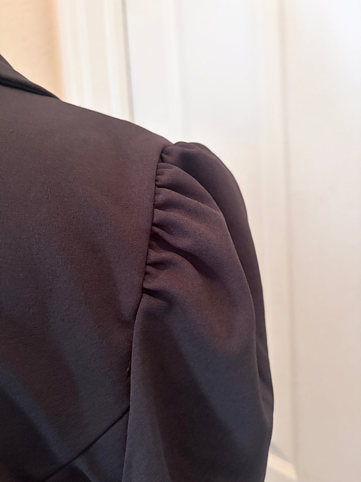 Black Blazer Dress XL Puff Sleeve Silver Button