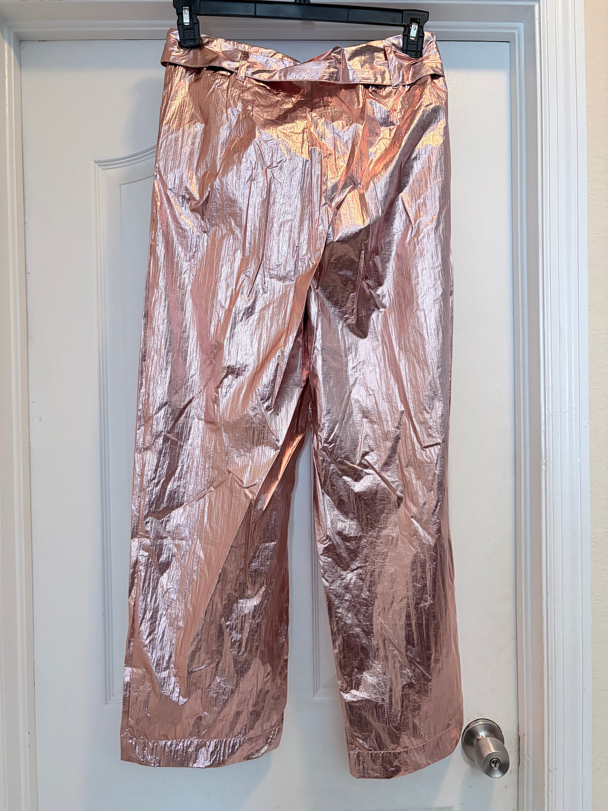 New York & Company Rose Gold Metallic Wide Leg Pants Size Medium NWT