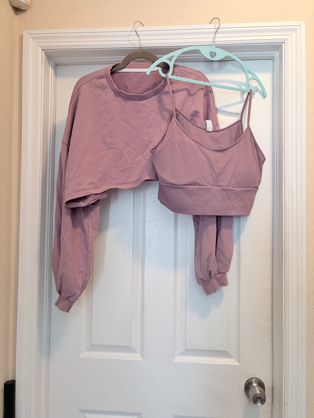 Mauve Cropped Sweatshirt & Sports Bra 2-Piece Set Size XL