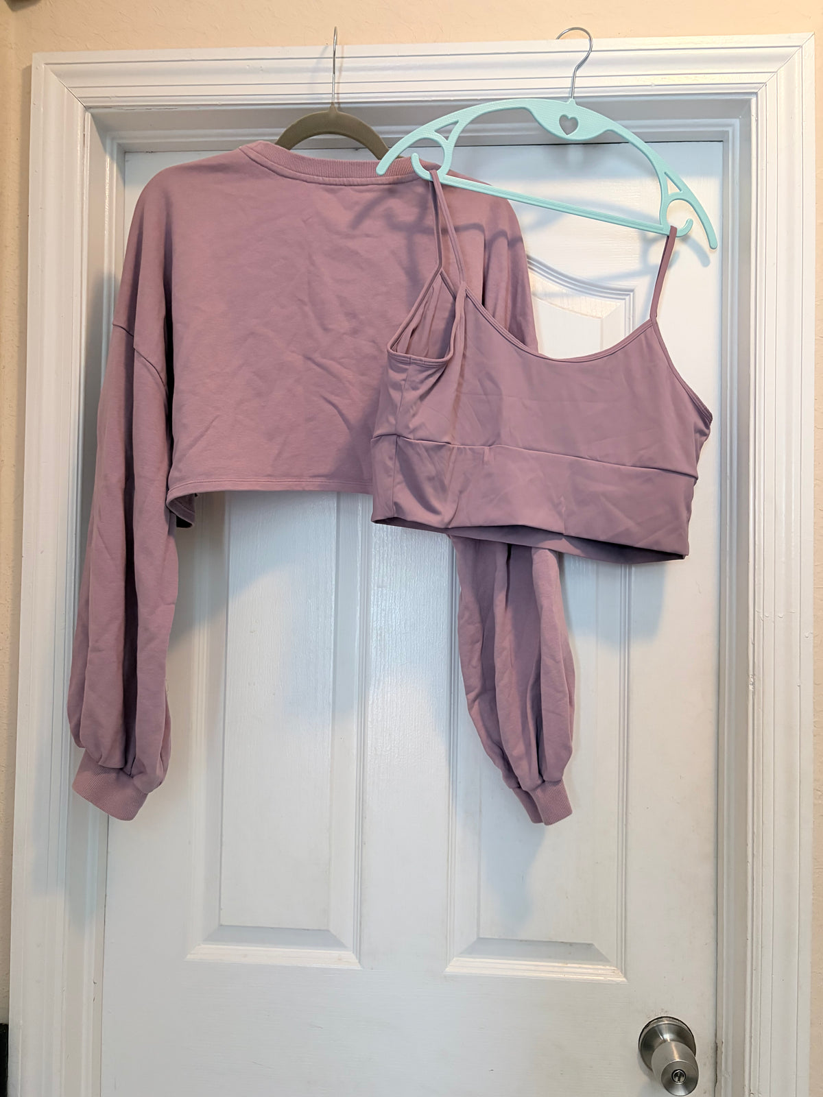 Mauve Cropped Sweatshirt & Sports Bra 2-Piece Set Size XL