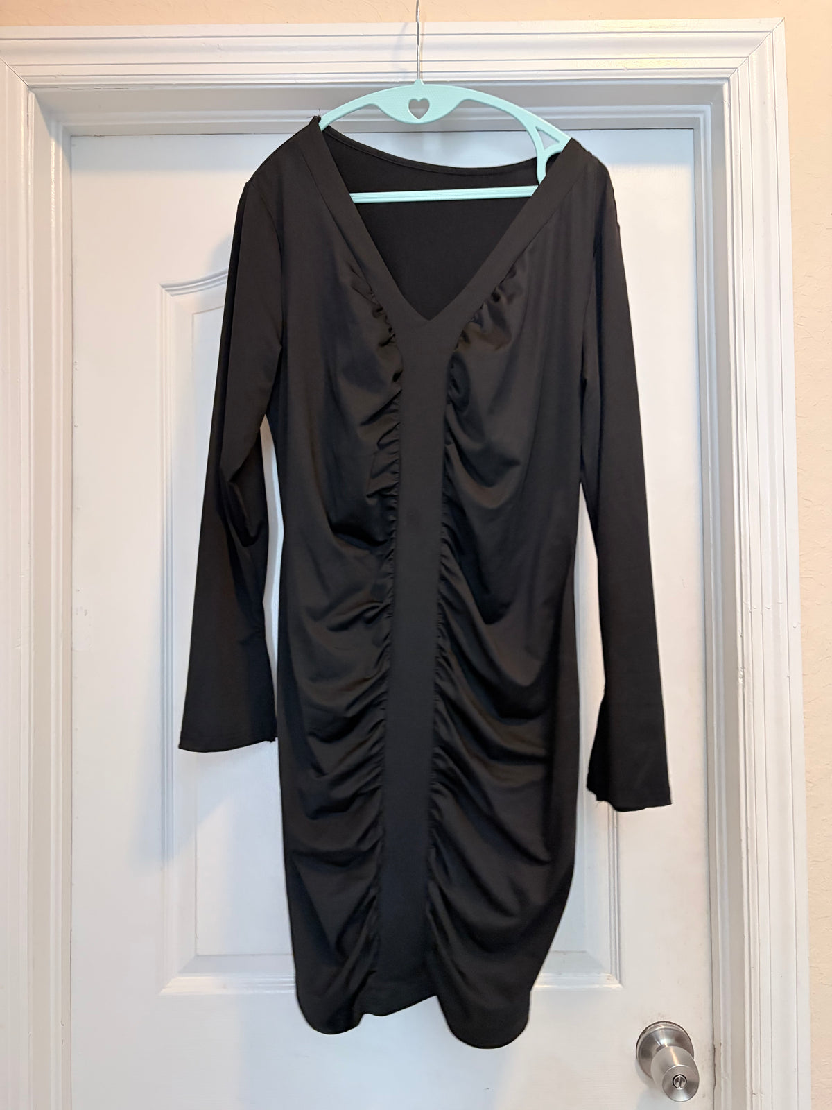 SHEIN Curve Black Ruched Bodycon Dress Size 1XL