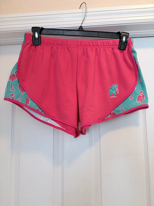 Puppie Love Pink Flamingo Dolphin Hem Shorts Size Large