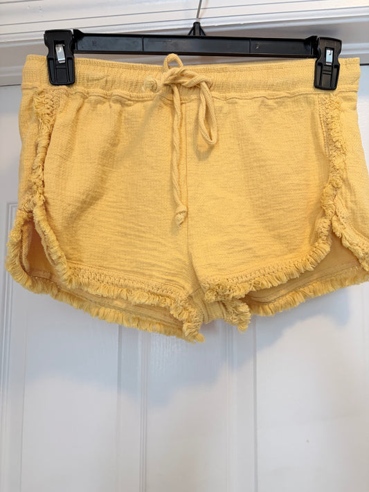 Banjara Mustard Yellow Fringe Drawstring Shorts Size Large