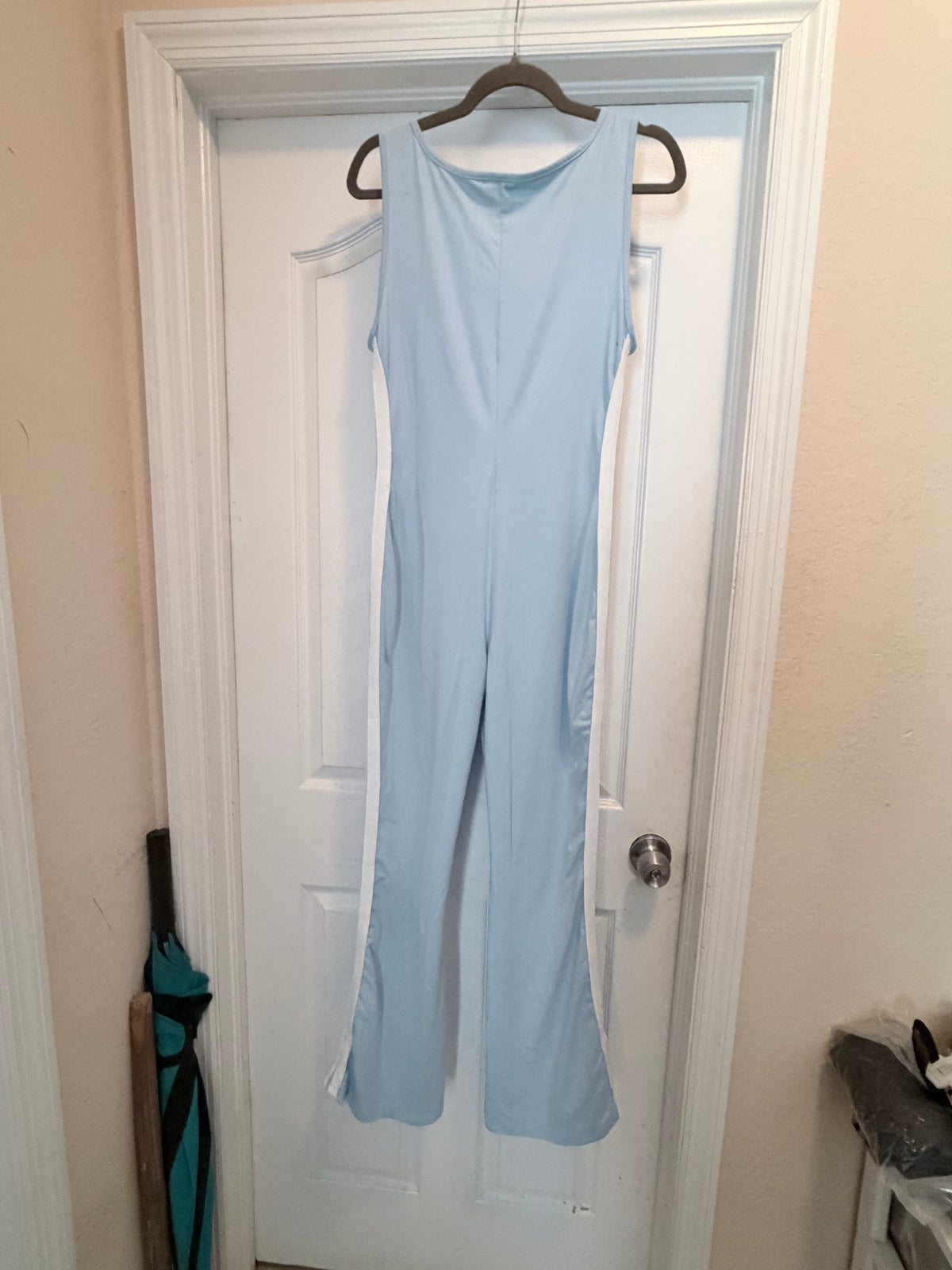 SHEIN Light Blue Sleeveless Wide Leg Jumpsuit Size Large