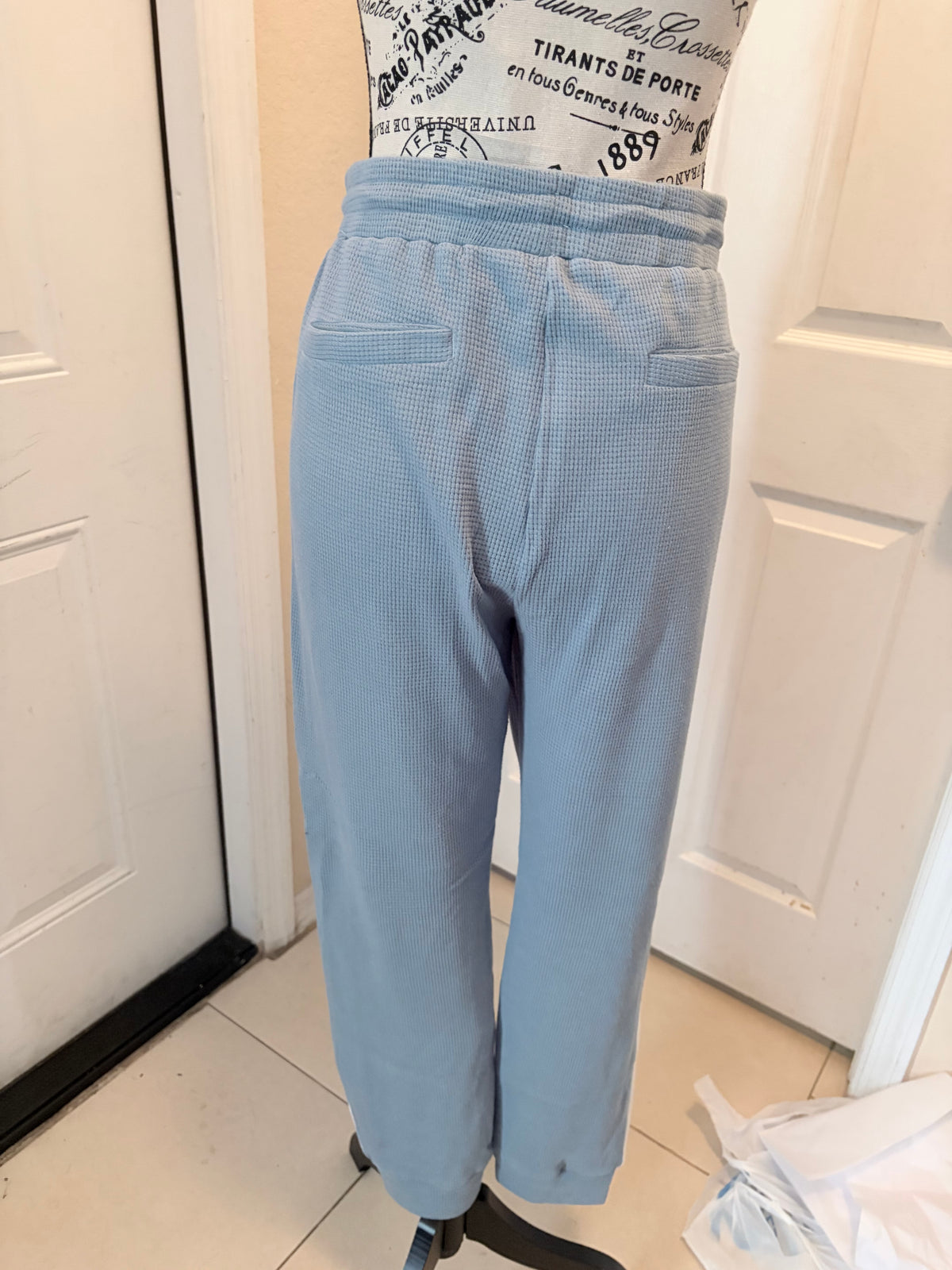 Blue & White Waffle Knit Two Piece Tracksuit Set Size XL