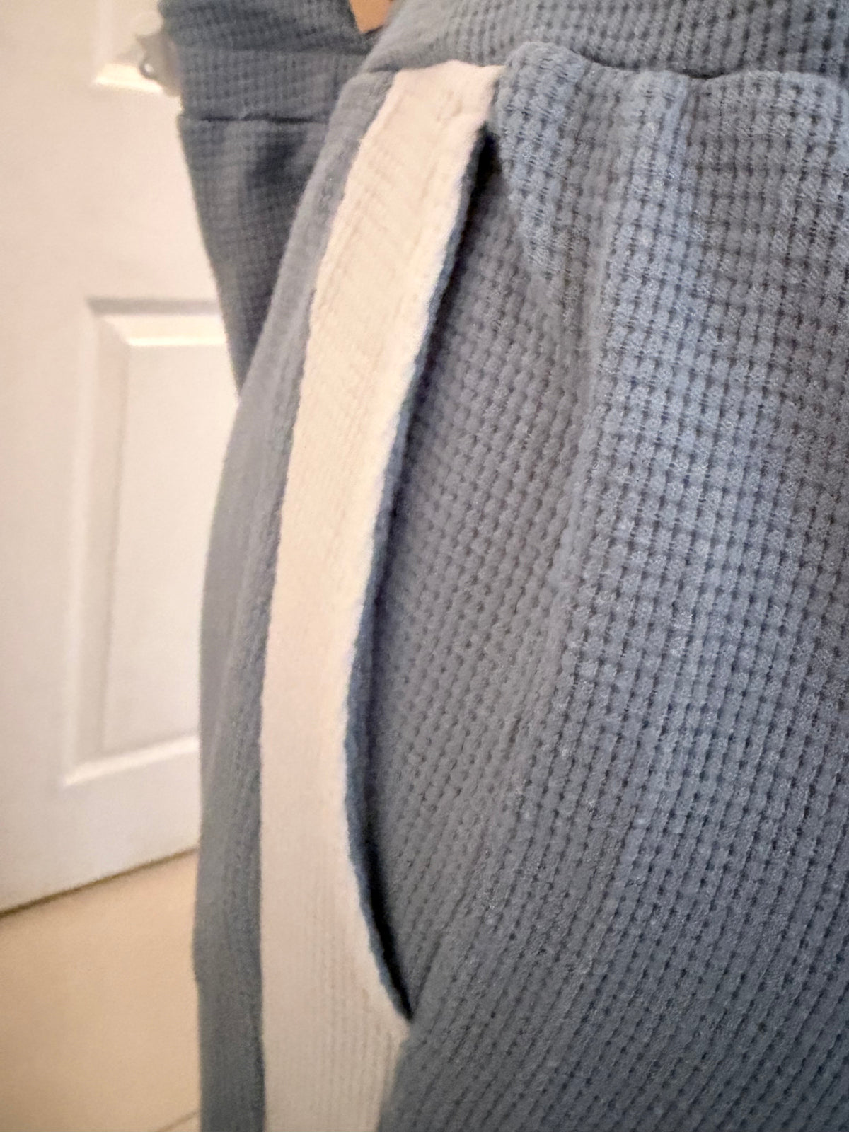 Blue & White Waffle Knit Two Piece Tracksuit Set Size XL