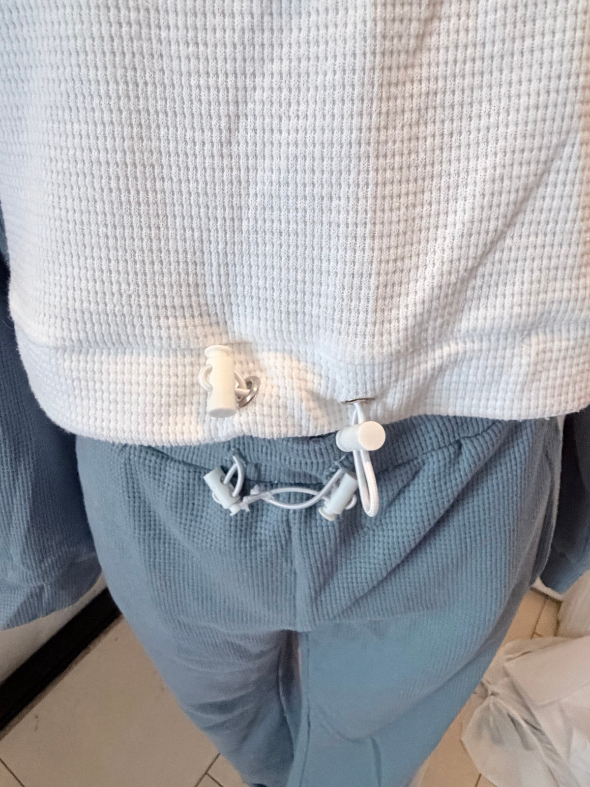Blue & White Waffle Knit Two Piece Tracksuit Set Size XL