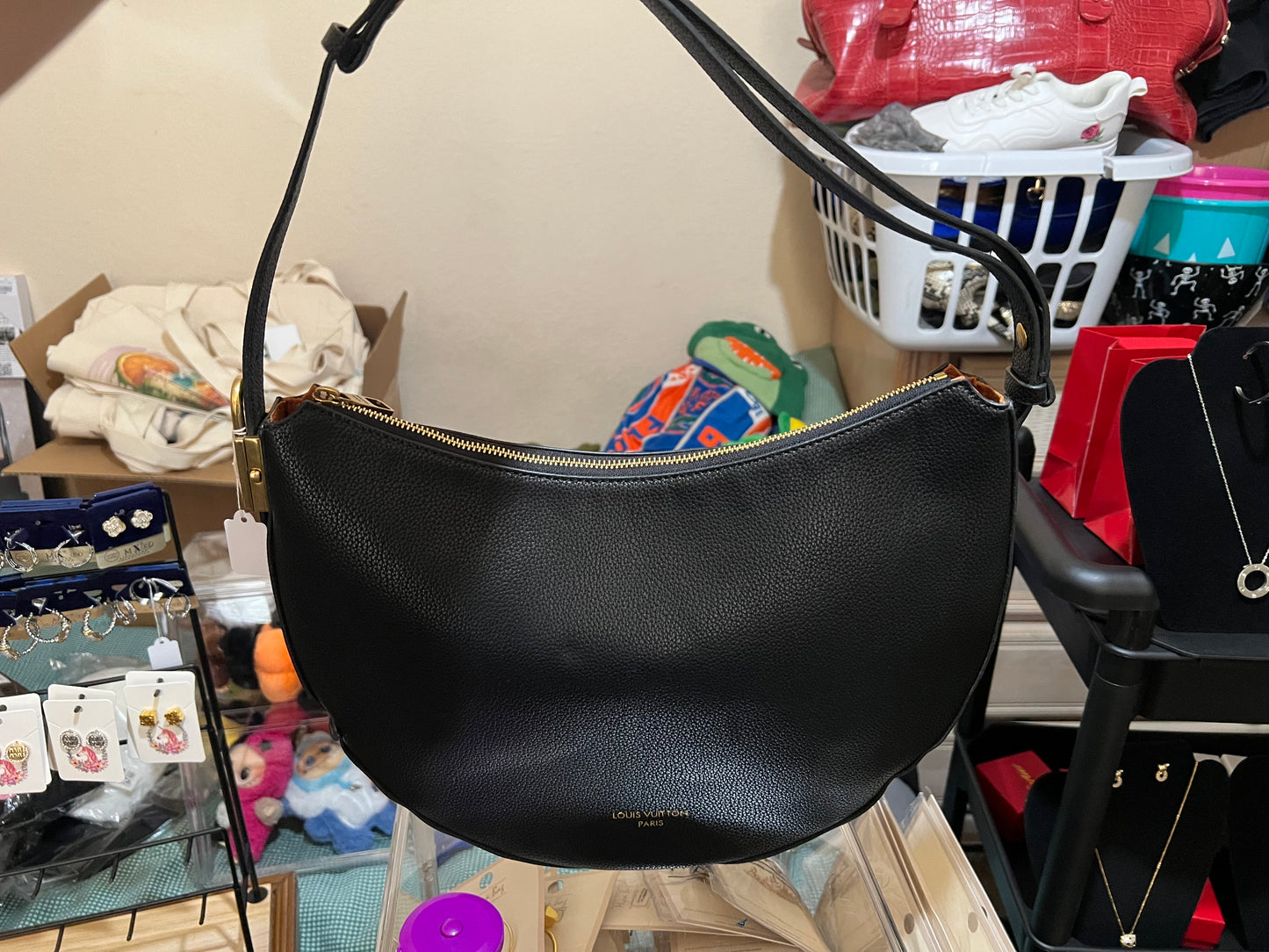 Classic Black Purse with Monogrammed Wristlet