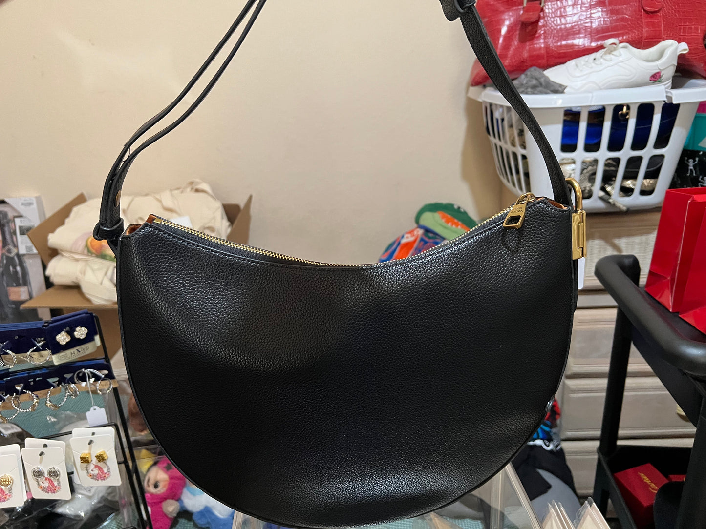 Classic Black Purse with Monogrammed Wristlet