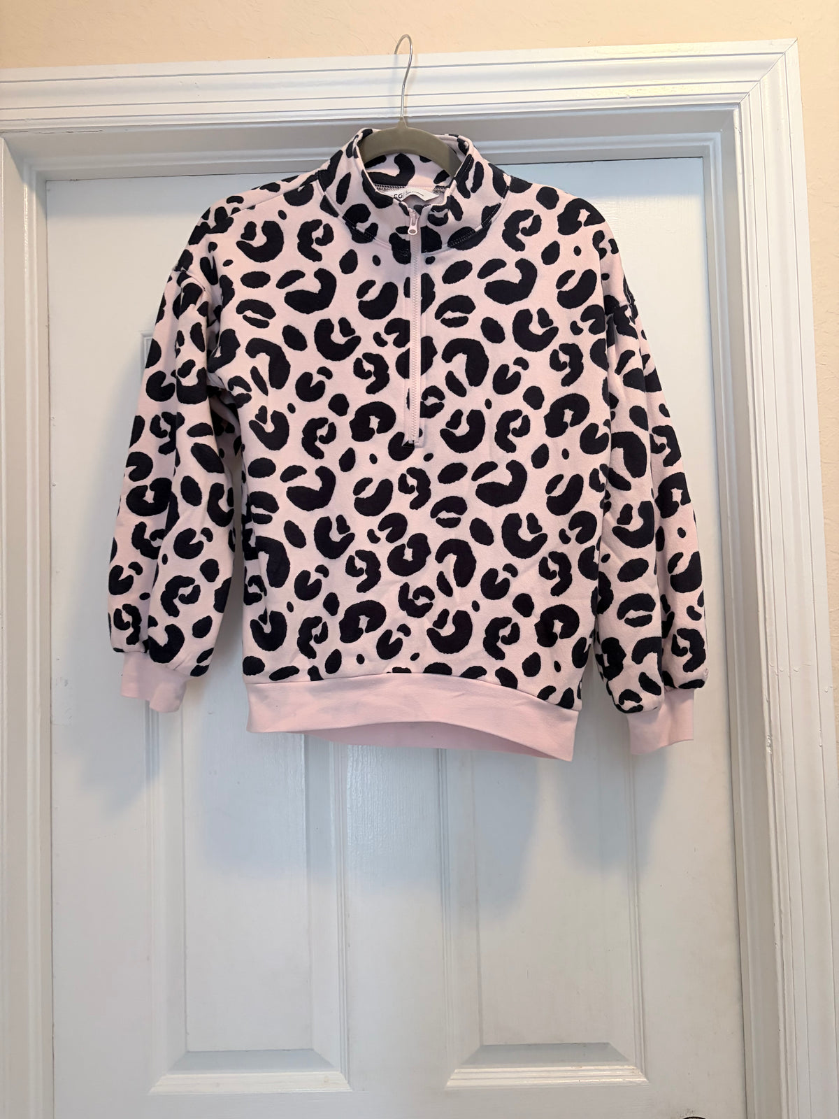 DSG Pink & Navy Leopard Quarter Zip Pullover – Size L