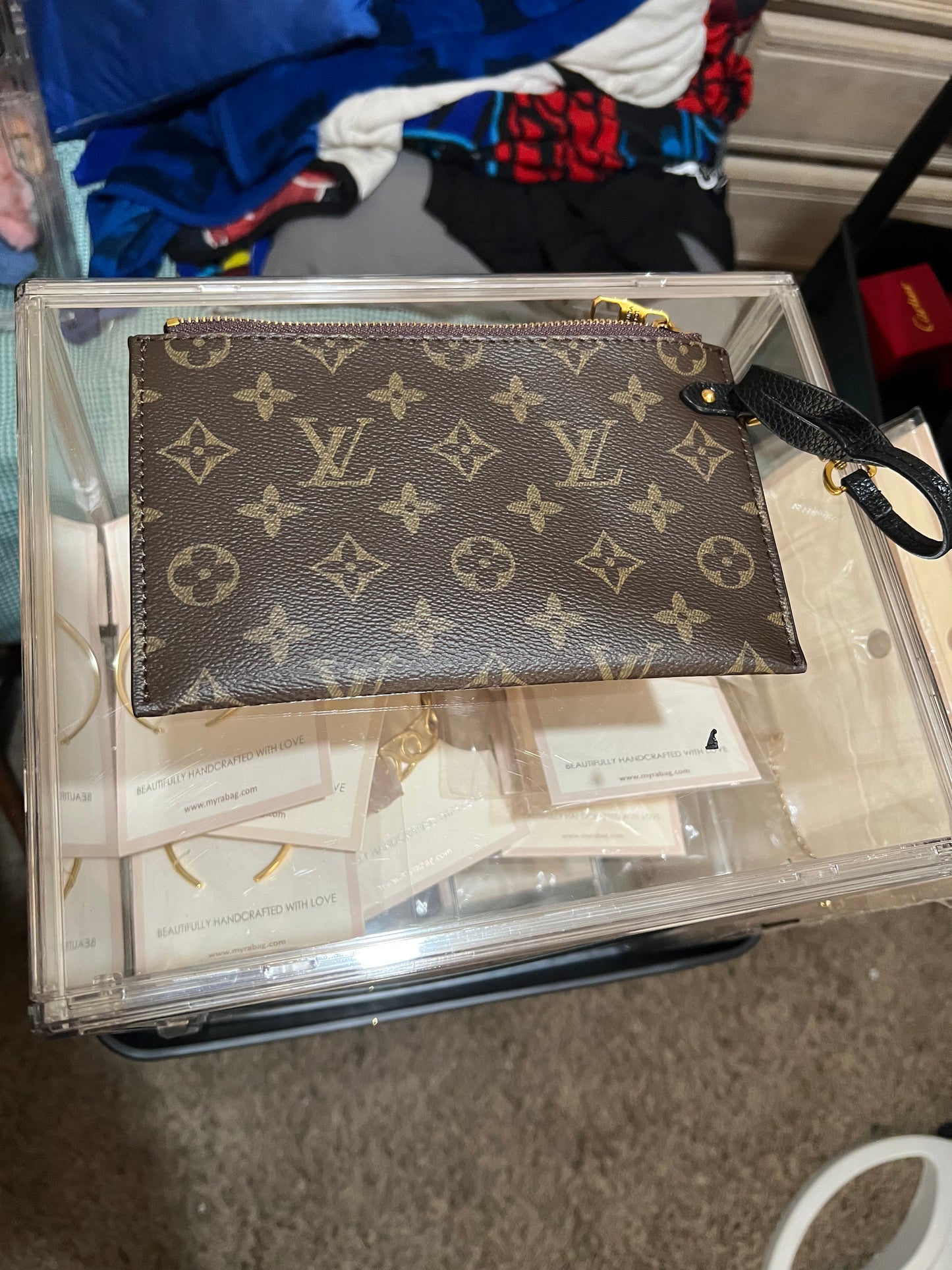 Classic Black Purse with Monogrammed Wristlet