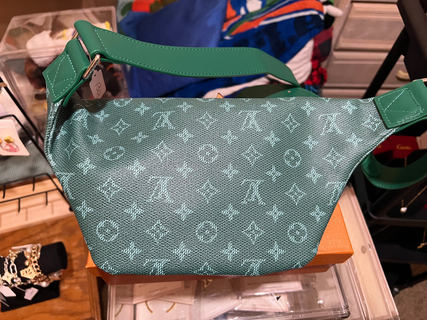 Green Monogram Bum Bag with Paw Attachment