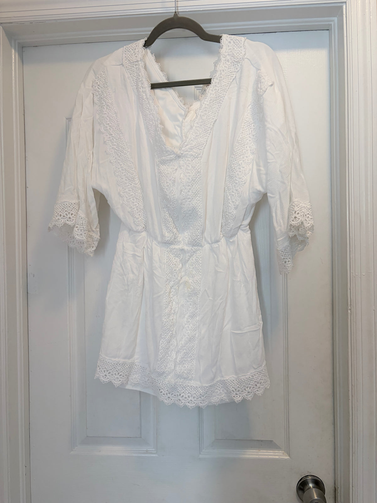 Southern Fried Chics White Crochet Lace Mini Dress – Size M