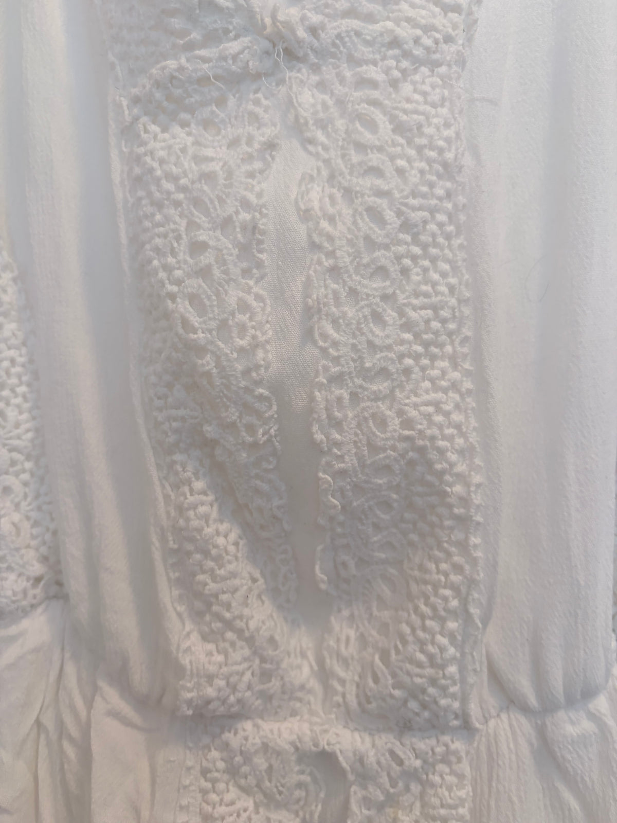 Southern Fried Chics White Crochet Lace Mini Dress – Size M