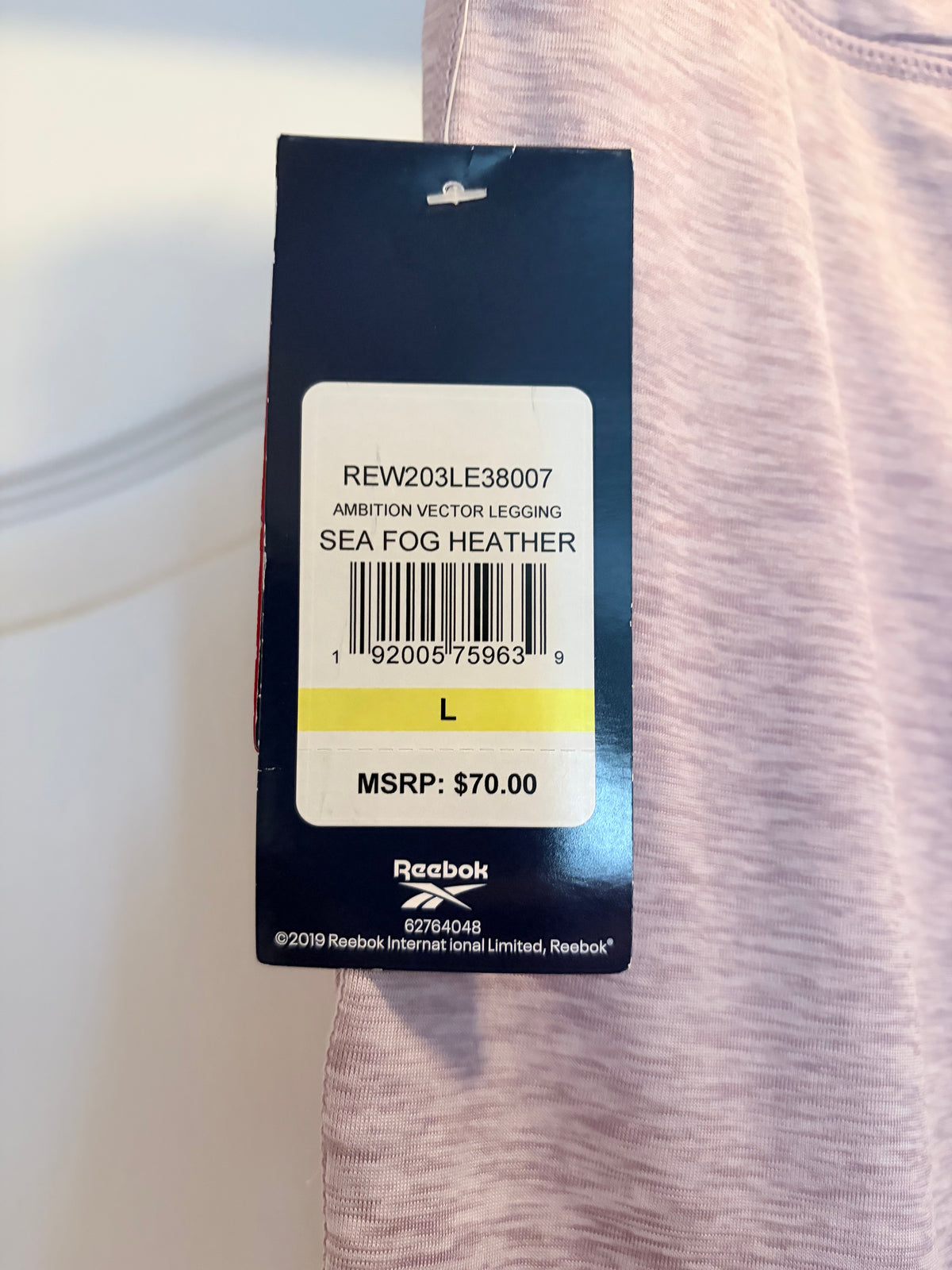 Reebok Ambition Vector Skinny Leggings Sea Fog Heather Size Large NWT