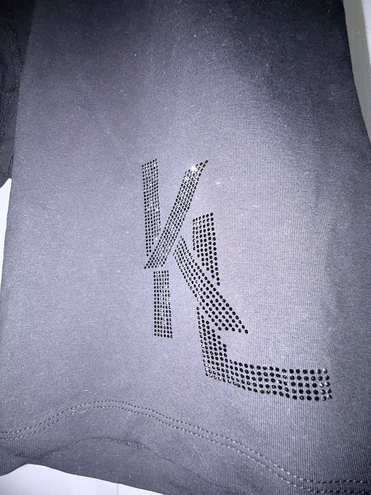 Karl Lagerfeld Paris Black Rhinestone Logo Biker Shorts – Size Large
