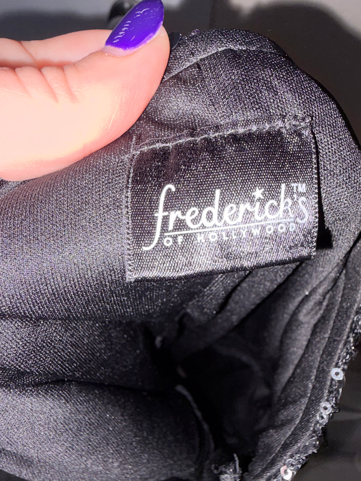 Frederick’s of Hollywood Black Silver Sequin Draped Mini Dress Size Small