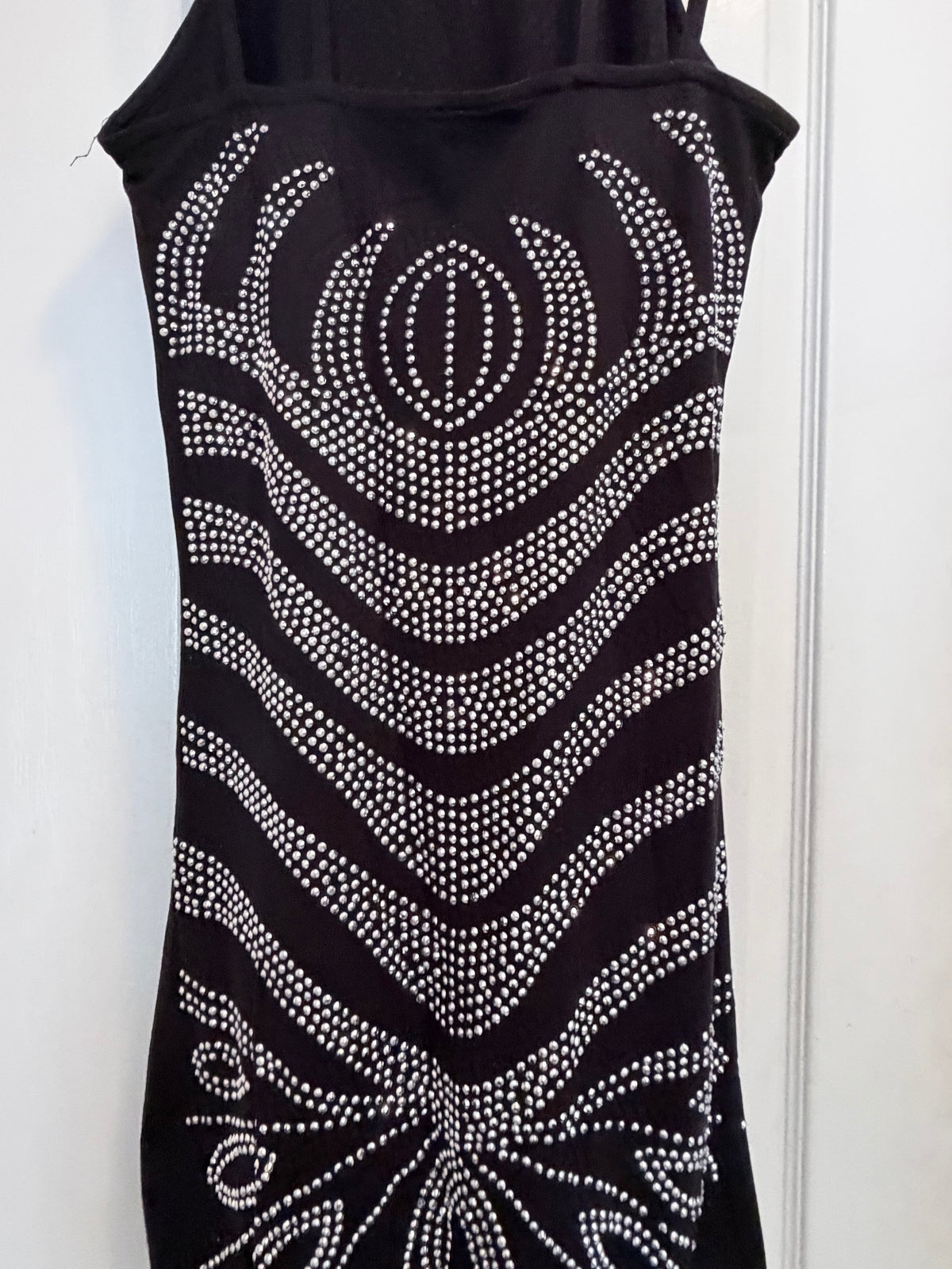 SJL Apparel Black Rhinestone Bodycon Mini Dress Size Small