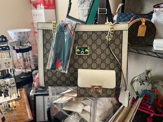 Chic Monogram Handbag Set – Purse + Matching Wallet & Scarf