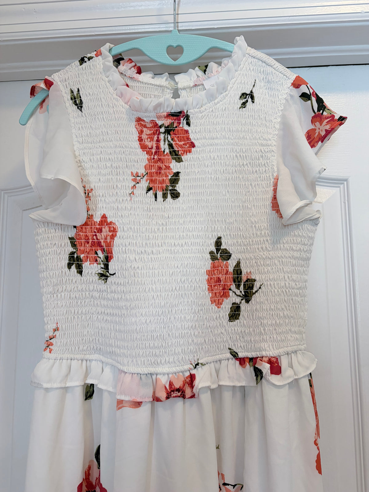 Sugarlips White Floral Smocked Maxi Dress Size Medium