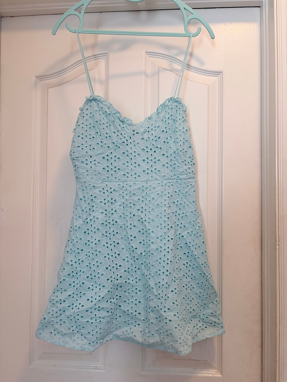 Rue21 Blue Eyelet Spaghetti Strap Mini Dress Size Medium
