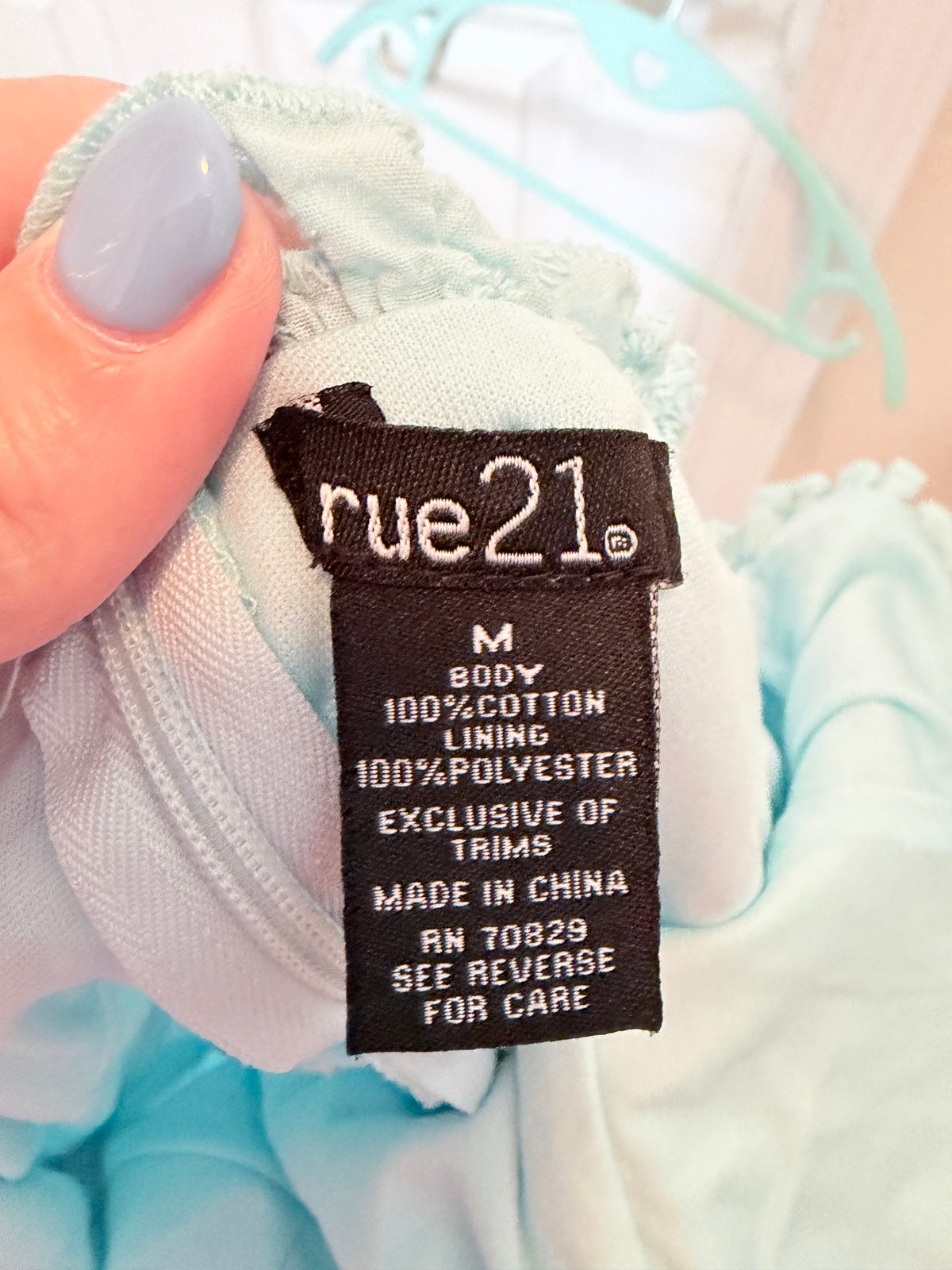 Rue21 Blue Eyelet Spaghetti Strap Mini Dress Size Medium