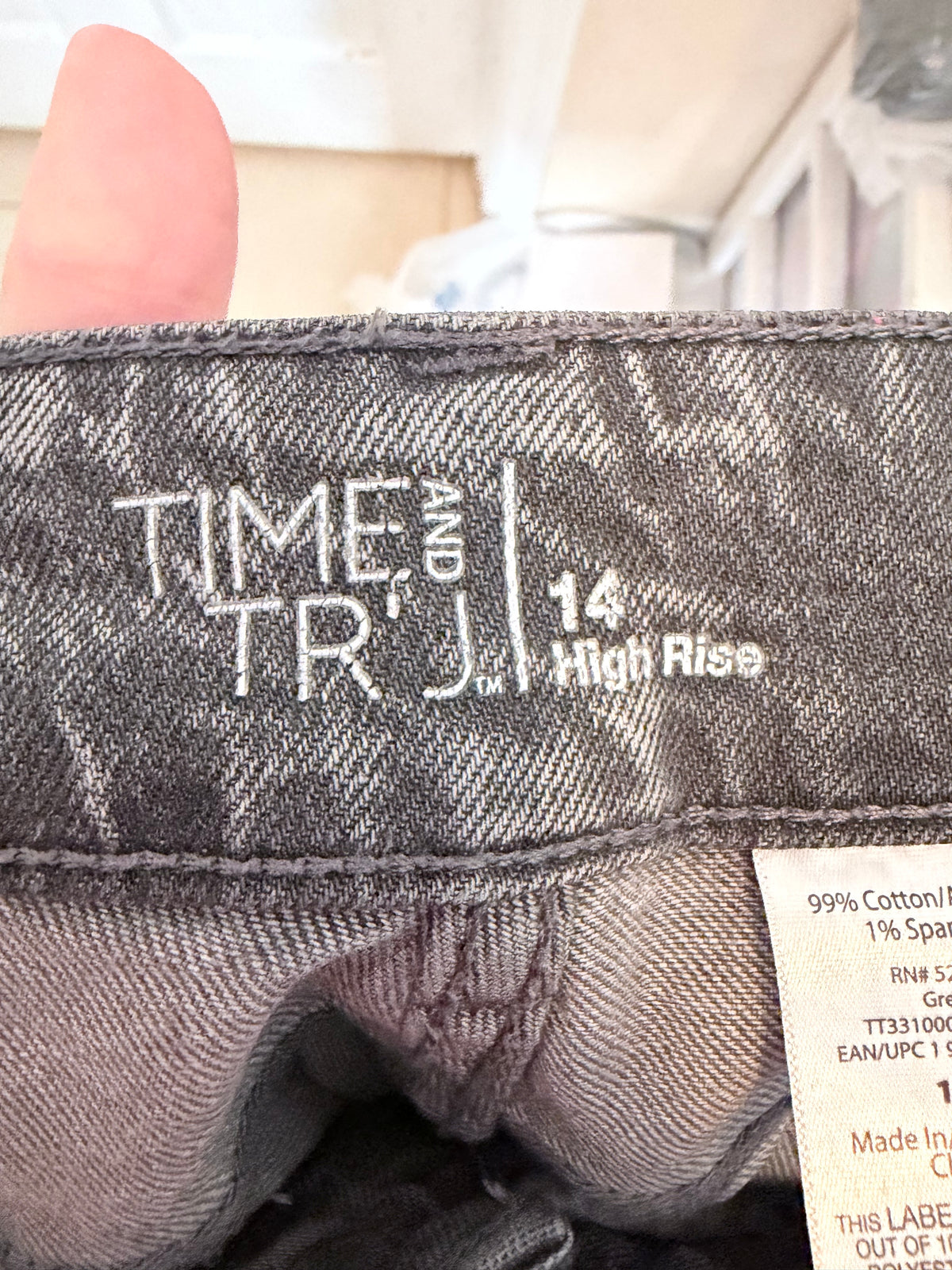 Time and Tru High Rise Grey Acid Wash Jeans Size 14