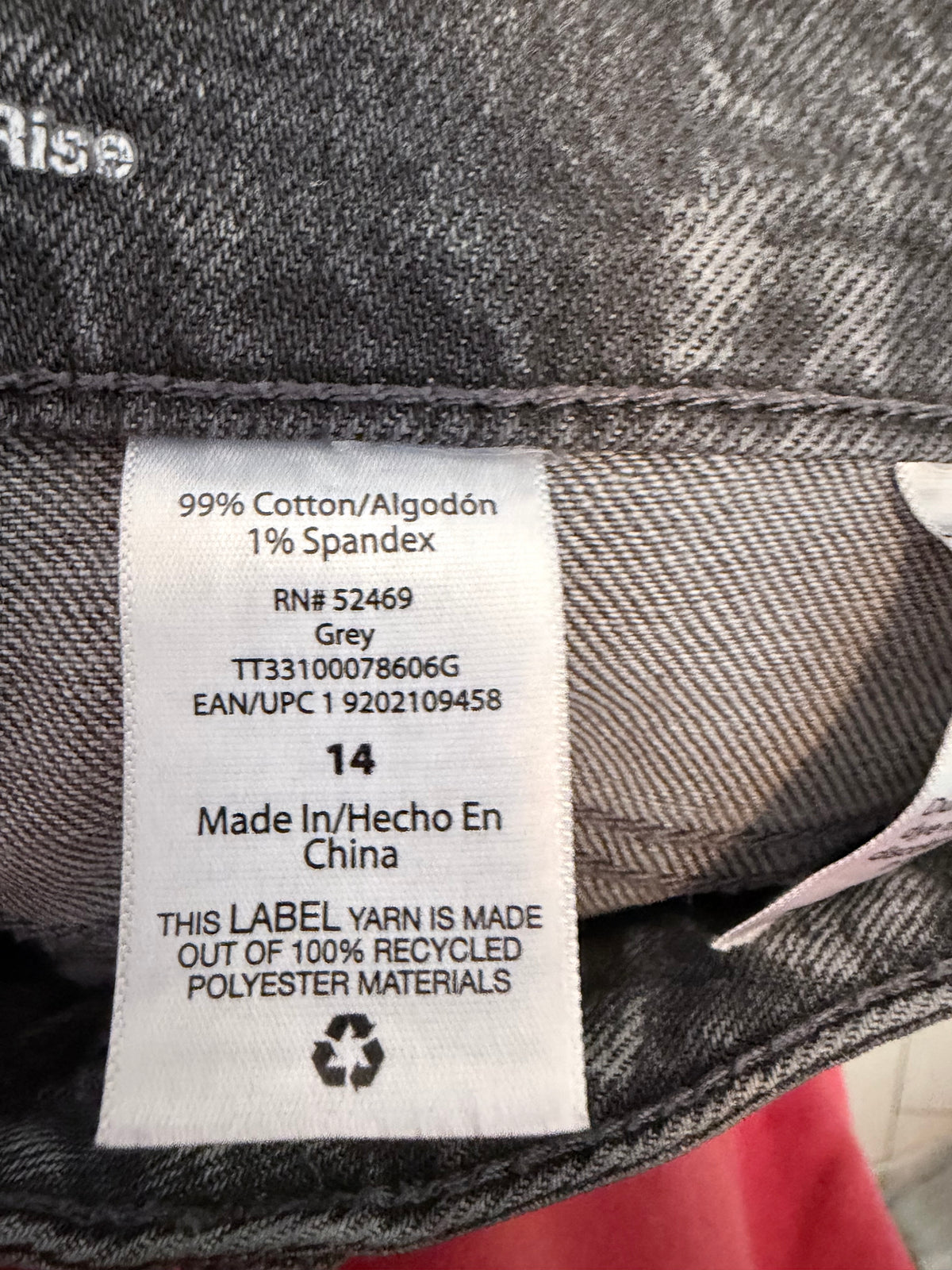 Time and Tru High Rise Grey Acid Wash Jeans Size 14