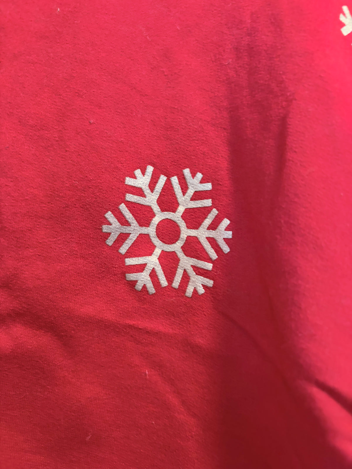 SHEIN Curve Red Snowflake Cropped Long Sleeve Top Size 1XL