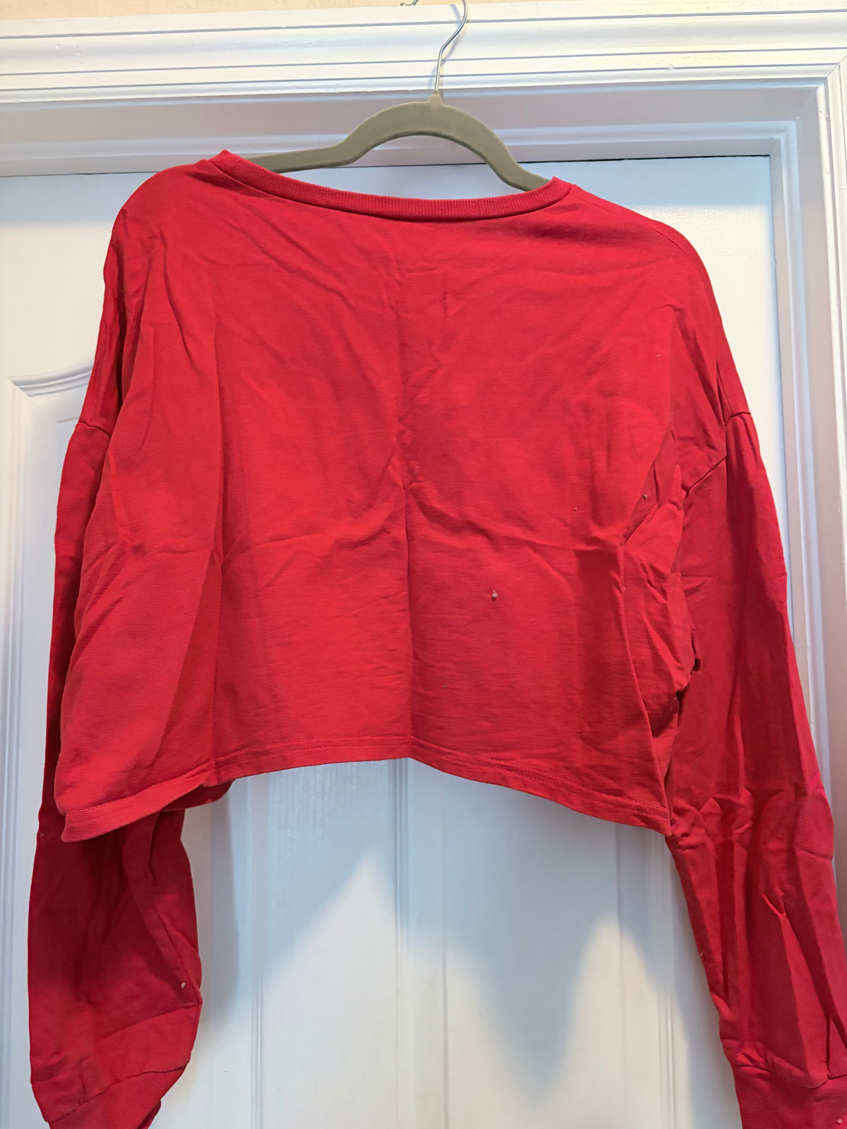 SHEIN Curve Red Snowflake Cropped Long Sleeve Top Size 1XL