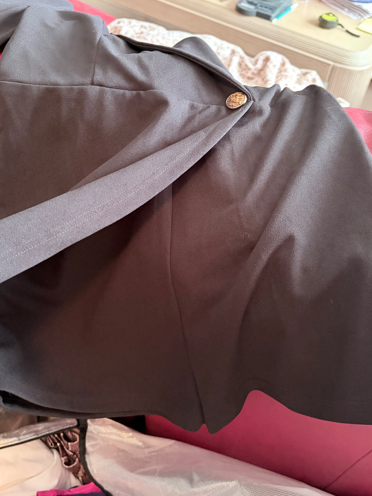evoluSHEIN Black Longline Blazer Jacket Gold Button Size Large
