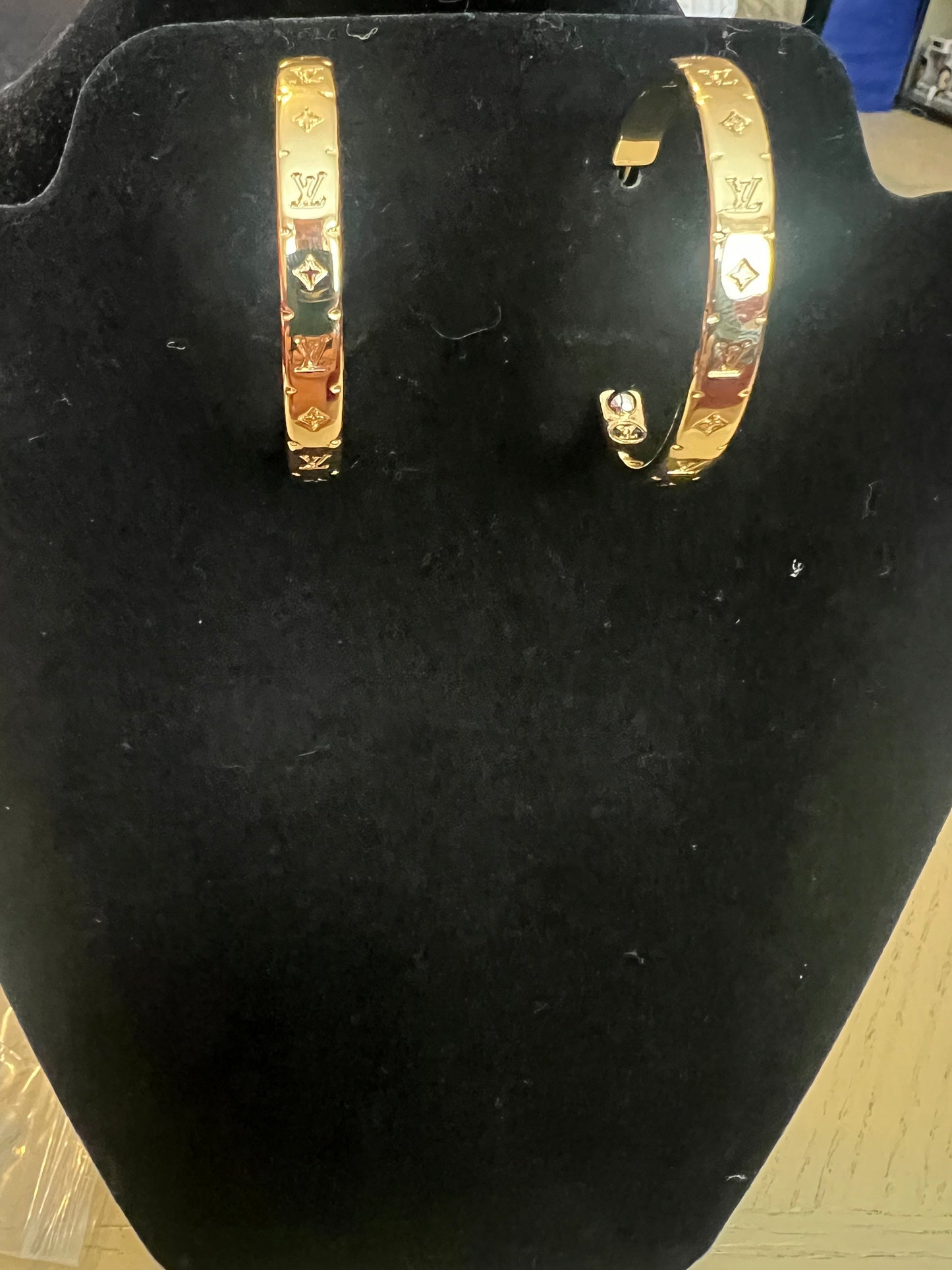 Logo Engraved Gold Hoops