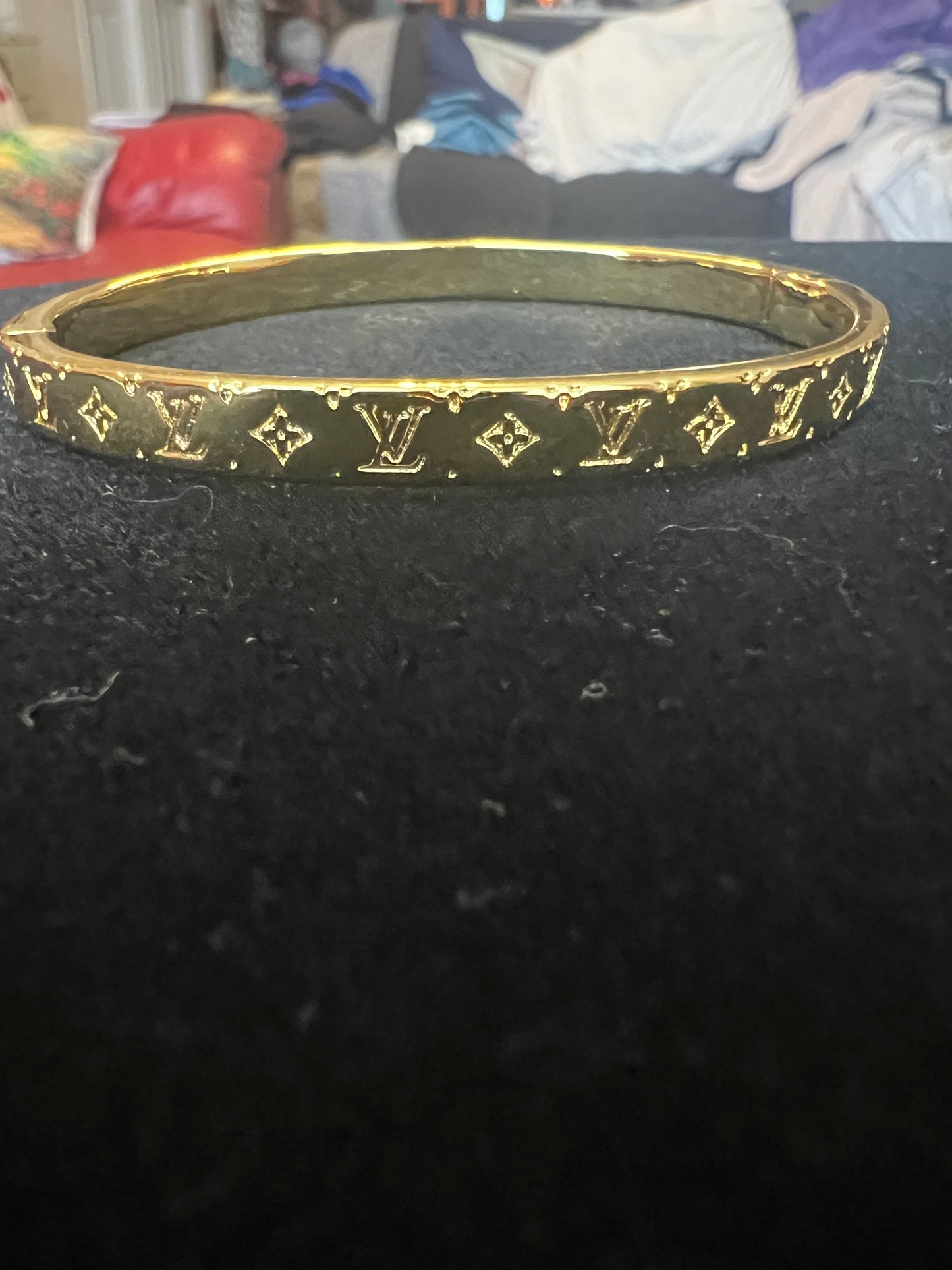 Logo Engraved Gold Bracelet