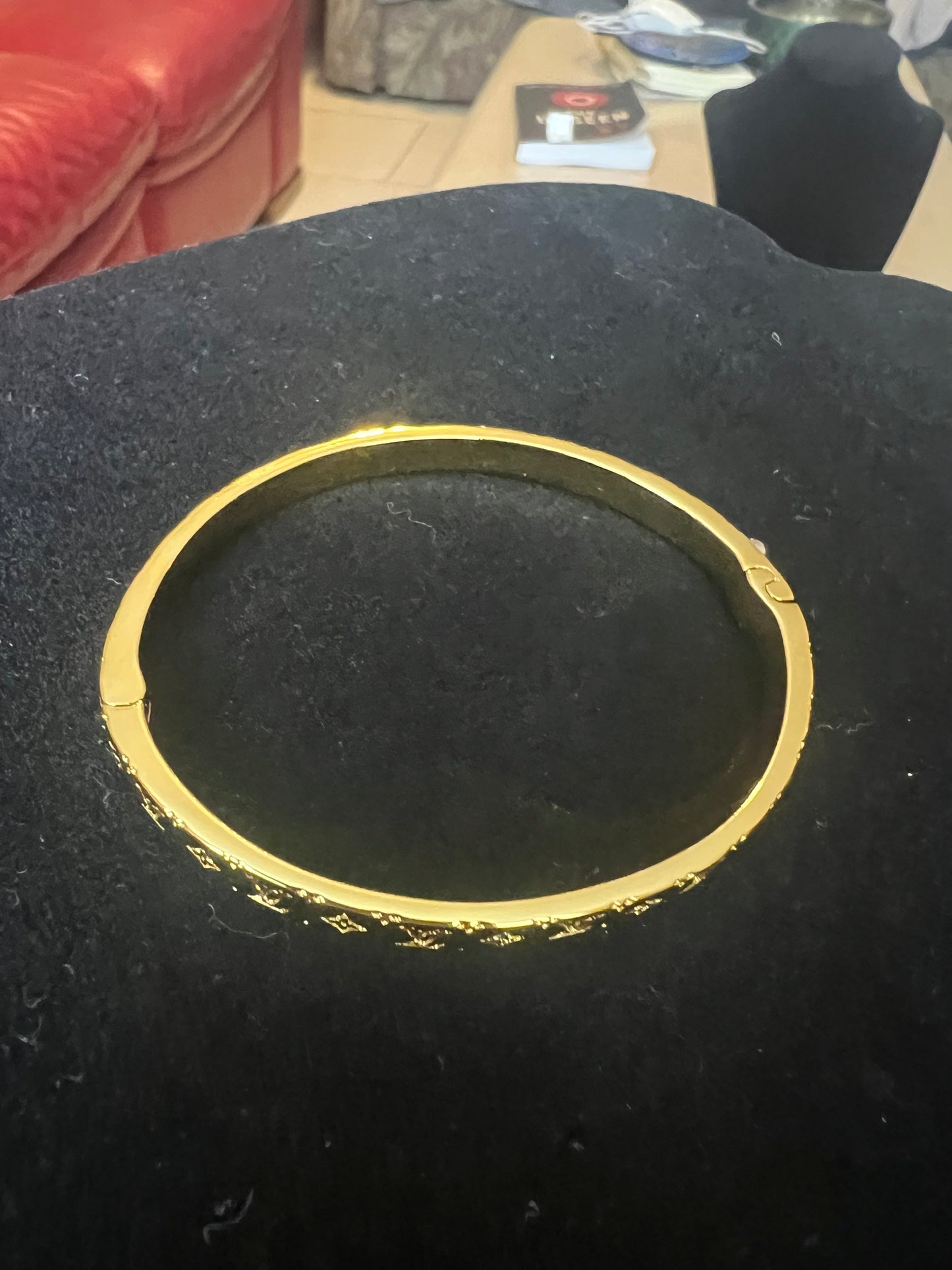 Logo Engraved Gold Bracelet