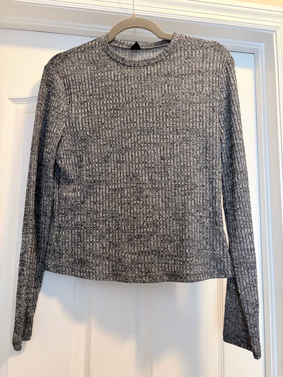 SHEIN Gray Marled Ribbed Knit Long Sleeve Top Size XL