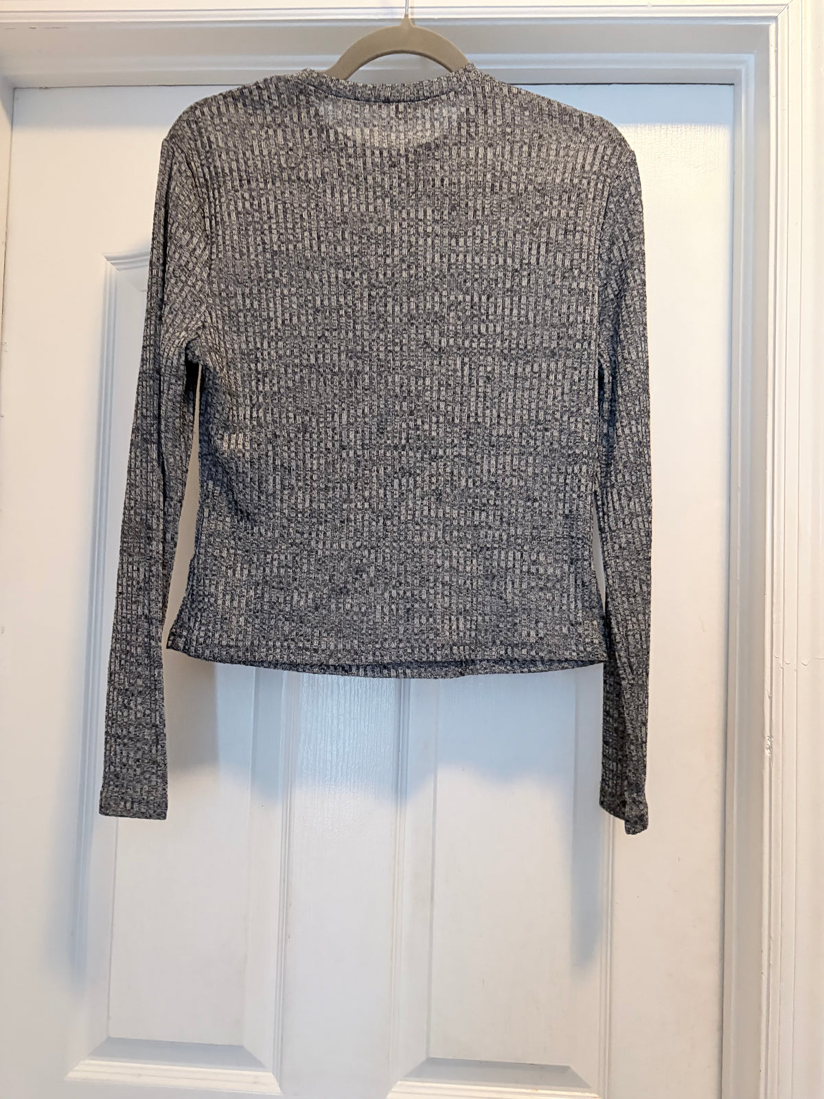 SHEIN Gray Marled Ribbed Knit Long Sleeve Top Size XL