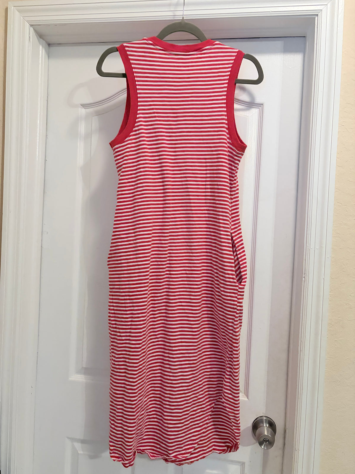 Time and Tru Red White Striped Sleeveless Henley Maxi Dress Size Medium